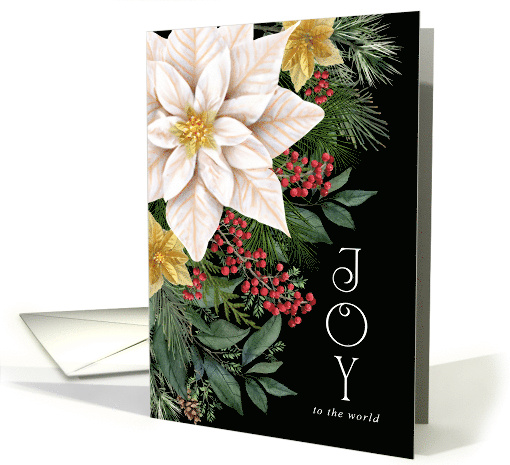 Christmas Joy White and Gold Poinsettia and Pine card (1787732)