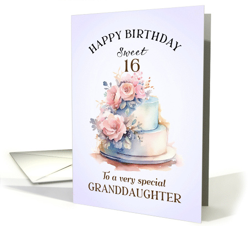 Granddaughter Sweet 16 Birthday Cake and Roses card (1788320)