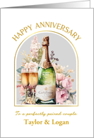 Custom Anniversary Champagne and Roses card