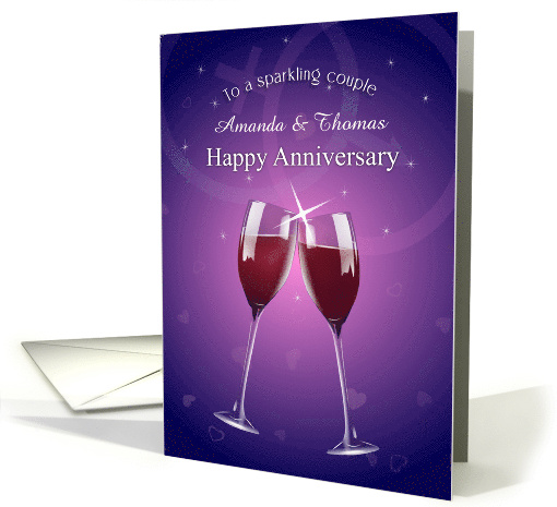 Custom Anniversary Sparkling Wine Glass Toast card (1792722)