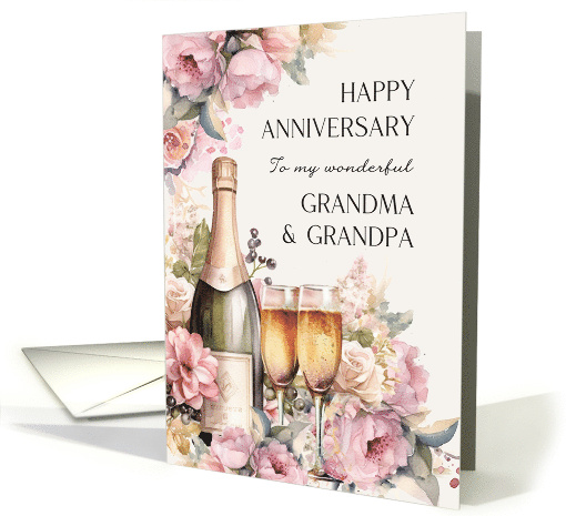 Happy Anniversary Grandparents Champagne Roses card (1792734)