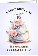 Goddaughter Sweet 16 Birthday Cake and Roses card