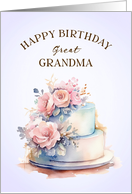 Great Grandma Birthday Cake and Roses card