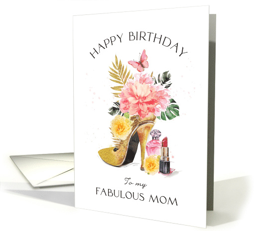 Mom Happy Birthday Floral High Heel Shoe card (1793530)