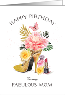 Mom Happy Birthday Floral High Heel Shoe card