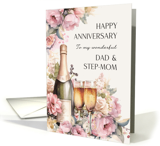 Dad and Step Mom Anniversary Champagne Roses card (1794102)