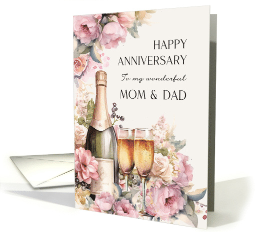 Mom and Dad Happy Anniversary Champagne Roses card (1794110)