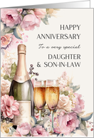 Daughter and Son In Law Anniversary Champagne Roses card