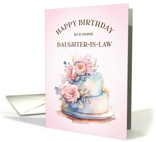 Happy Birthday Daughter In Law with Cake and Roses card (1801440)