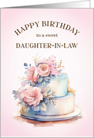 Happy Birthday Daughter In Law with Cake and Roses card