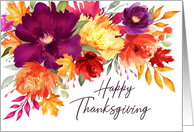 Happy Thanksgiving Watercolor Fall Garden Flowers card