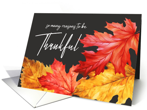 Thanksgiving Gratitude Watercolor Autumn Leaves card (1807498)