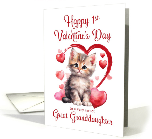 1st Valentines Day Kitten for Great Granddaughter card (1815976)