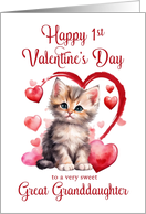 1st Valentines Day Kitten for Great Granddaughter card