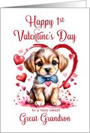 1st Valentines Day Puppy for Great Grandson card