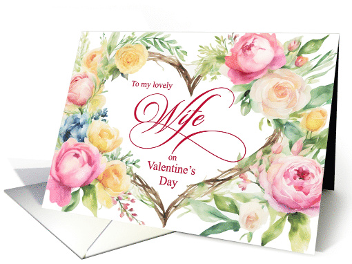 Happy Valentine's Day Wife Boho Floral Heart card (1816108)