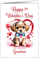 1st Valentines Day Puppy for Grandson card