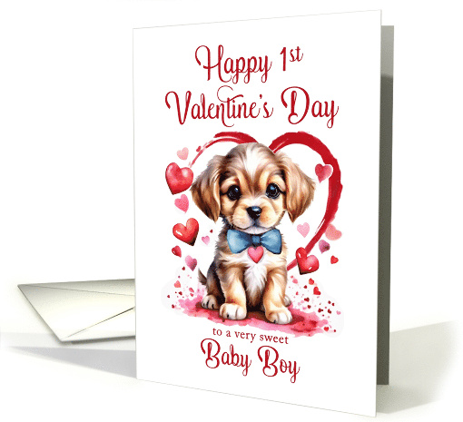 1st Valentines Day Puppy for Baby Boy card (1816314)