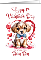 1st Valentines Day Puppy for Baby Boy card