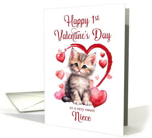 1st Valentines Day Kitten for Niece card (1816388)