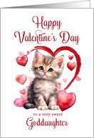 1st Valentines Day Kitten for Goddaughter card