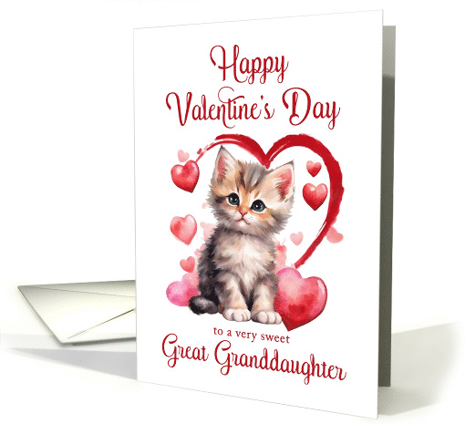 Happy Valentines Day Kitten for Great Granddaughter card (1816502)