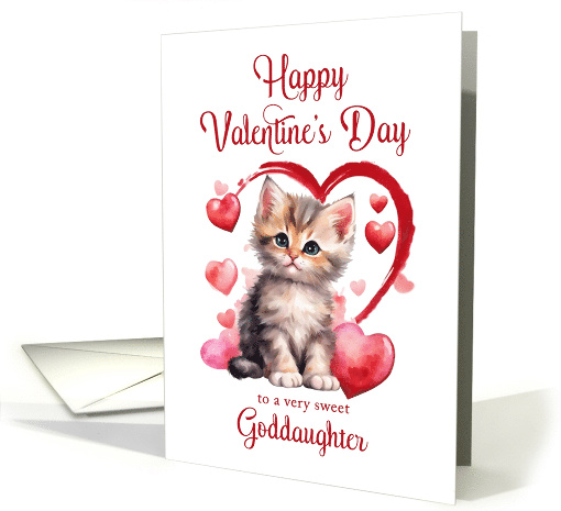 Happy Valentines Day Kitten for Goddaughter card (1816504)