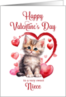 Happy Valentines Day Kitten for Niece card