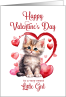 Happy Valentines Day Kitten for Little Girl card