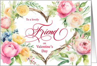 Happy Valentine’s Day Friend Boho Floral Heart card