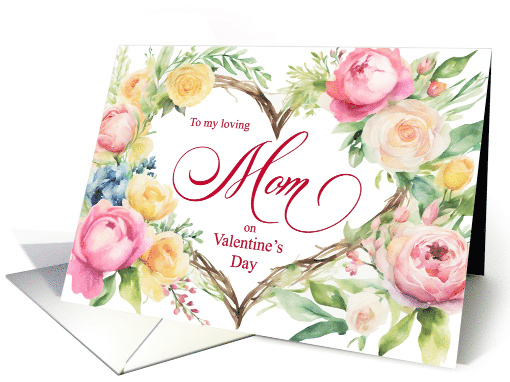 Happy Valentine's Day Mom Boho Floral Heart card (1820736)
