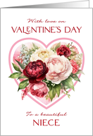 Valentine’s Day for Niece Peony and Rose Bouquet card