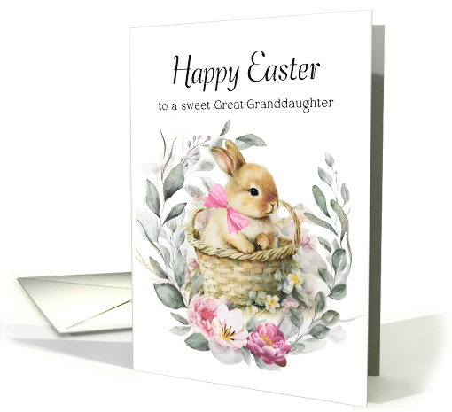 Happy Easter Great Granddaughter Boho Bunny Wreath card (1821702)