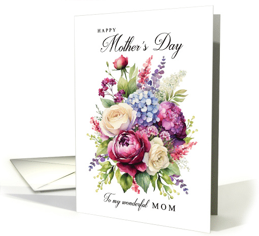 Happy Mothers Day Mom Rose and Lavender Bouquet card (1830784)