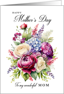 Happy Mothers Day Mom Rose and Lavender Bouquet card