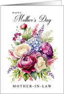 Happy Mothers Day Mother in Law Rose and Lavender Bouquet card