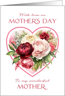 Happy Mothers Day Peony and Rose Bouquet card