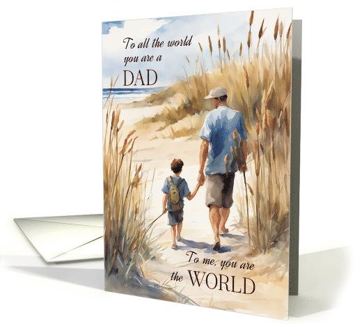 Happy Fathers Day from Son Modern Watercolor Beach card (1849656)
