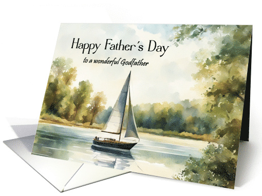 Happy Fathers Day for Godfather Sailboat card (1850716)