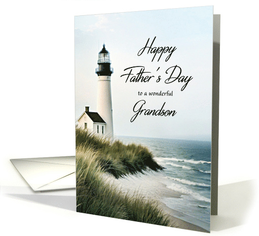 Happy Fathers Day Grandson Watercolor Lighthouse card (1850930)