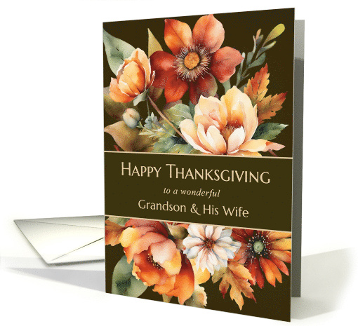 Grandson and His Wife Happy Thanksgiving Floral card (1879092)