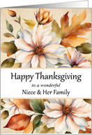 Happy Thanksgiving Floral for Niece and Family card