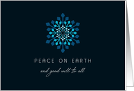 Peace on Earth Simple Snowflake Blue and White card