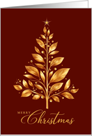 Merry Christmas Elegant Faux Gold Leaf Tree card