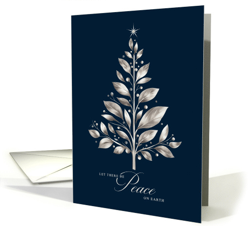 Peace On Earth Elegant Faux Silver Leaf Tree card (1879804)