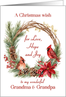 Christmas Cardinals Wreath Grandma and Grandpa card