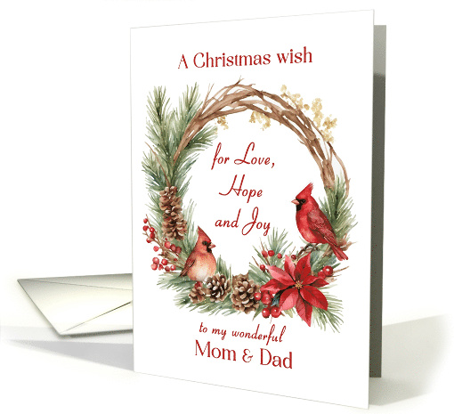 Christmas Cardinals Wreath Mom and Dad card (1880698)