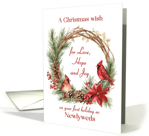 Christmas Wish Cardinals Wreath for Newlyweds card (1880716)
