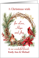 Christmas Cardinals Wreath Customize for Friends card