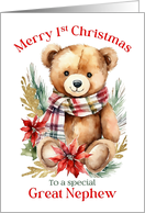 Merry First Christmas Teddy Bear for Great Nephew card